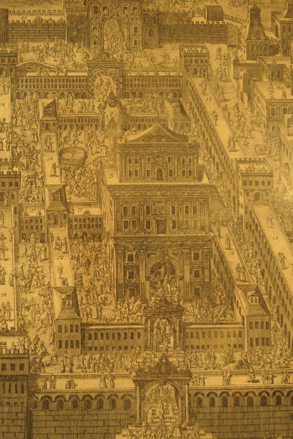 Johann Daniel Herz (1693-1754), Panorama of the City of Jerusalem, large format copper engraving, - Image 6 of 10