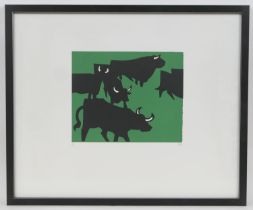After Sir Kyffin Williams (1918-2006), Welsh Blacks, limited edition block print, published by Gwasg
