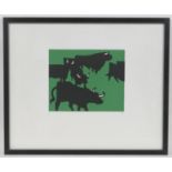 After Sir Kyffin Williams (1918-2006), Welsh Blacks, limited edition block print, published by Gwasg