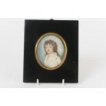 Thomas Peat (active late 18th/early 19th Century), Portrait miniature of a young woman in a white