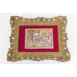 Italian (Naples) porcelain bas relief plaque, featuring an execution, decorated in colours and