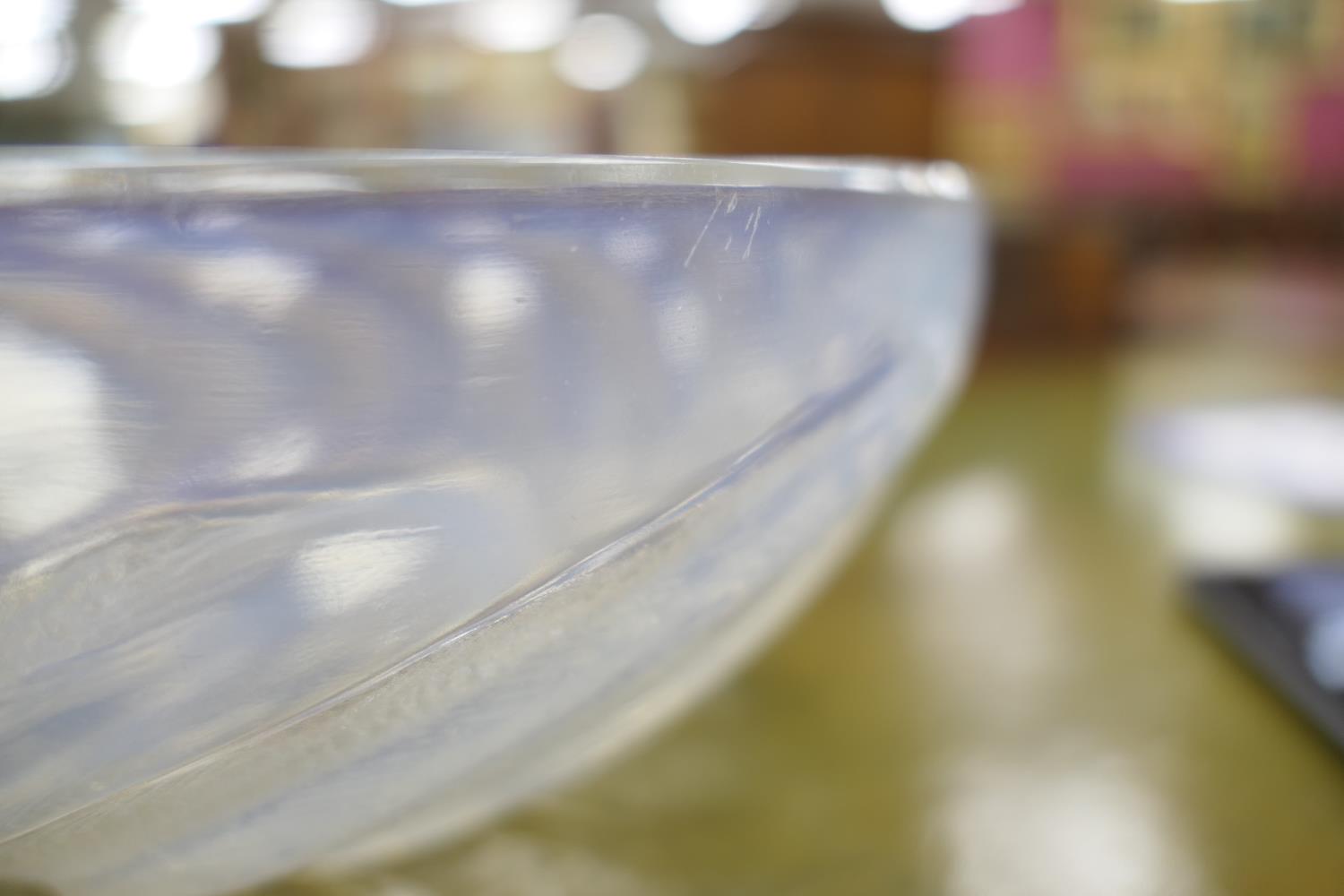 Lalique Poisson bowl, moulded and tinted with blue opalescence, stencilled mark 'R Lalique - Image 3 of 5