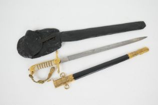 George VI Naval officer's dress short sword, 45.5cm etched blade with royal and naval cyphers