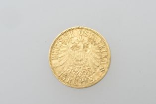 German Colonies, German East Africa 15 Rupees, 1916/T (Tabora) gold coin (VF), 22mm diameter, weight