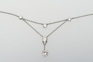 Diamond pendant necklace, centred with an old round cut diamond of approx. 0.5ct, suspended