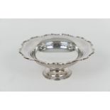 George V silver footed fruit bowl, by Barker Bros., Chester 1919, shaped circular form over a