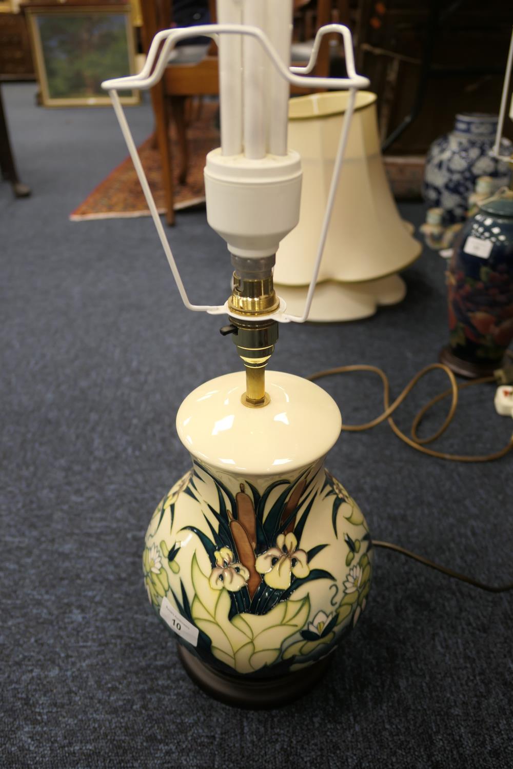 Moorcroft Lamia baluster table lamp, designed by Rachel Bishop, with original base and cream - Image 2 of 4