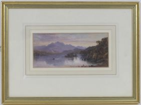 Waller Hugh Paton (1828-95), Fishing on a lake, watercolour, signed and dated 1870, 8cm x 17.5cm (