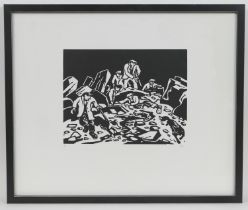 After Sir Kyffin Williams (1918-2006), 'Hunting the fox', limited edition block print, published