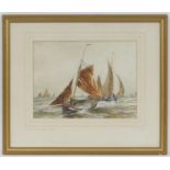 Thomas Bush Hardy (1842-97), Fishing boats in choppy seas, watercolour, signed and dated 1887,