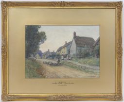 James W Milliken (1865-1945), Evening Ebrington Village, Gloucestershire, watercolour, signed,