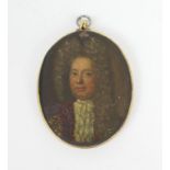 In the manner of Peter Crosse (circa 1645-1724), Portrait miniature of a gentleman wearing a crimson