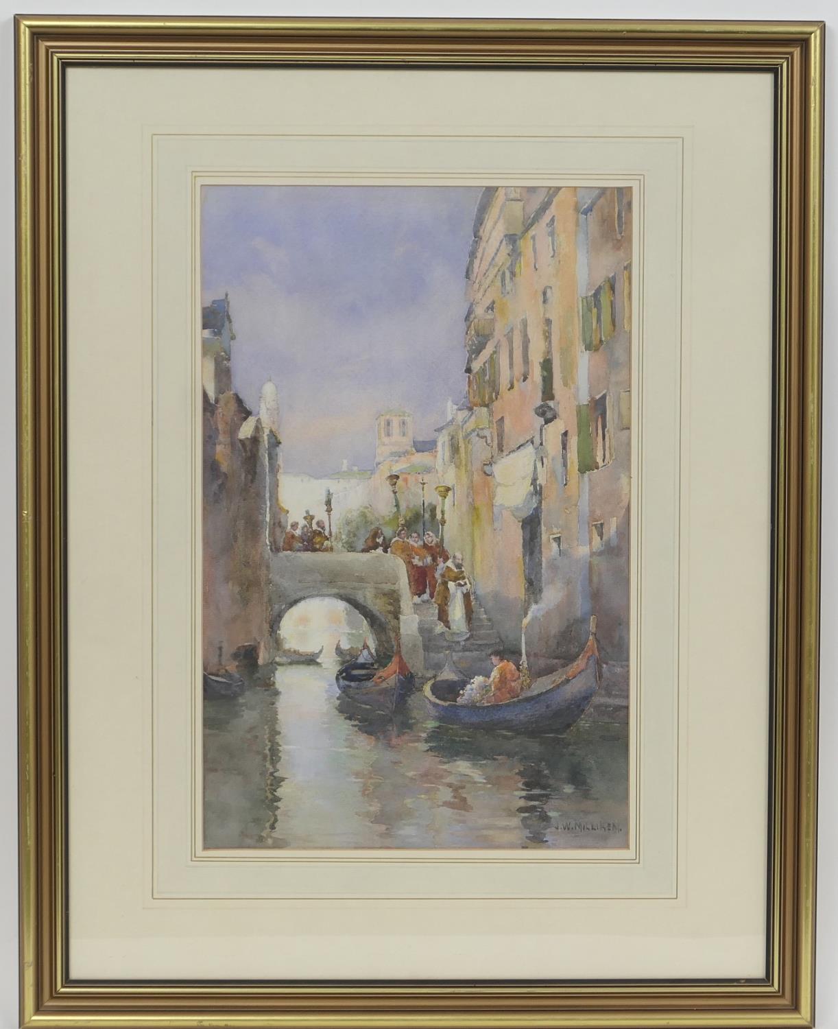 James W Milliken (1865-1945), A backwater, Venice, watercolour, signed, 40cm x 26cm (Please note