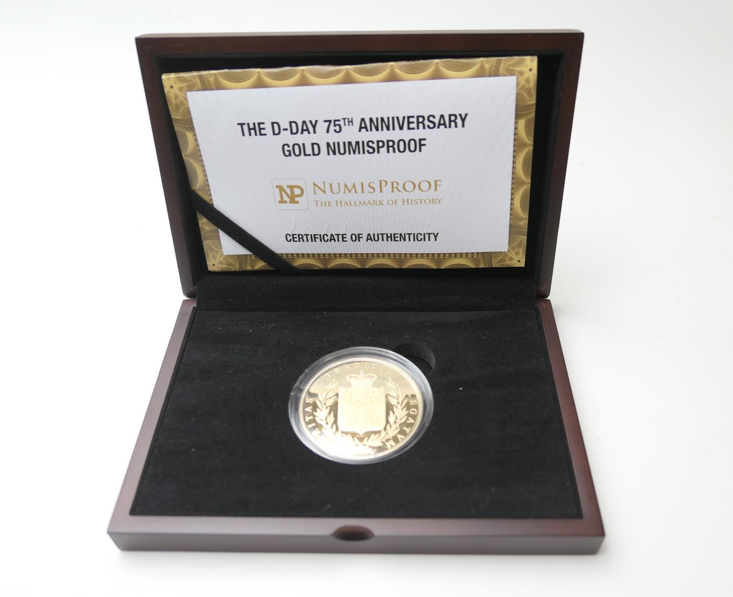 D-Day 75th anniversary 9ct gold Numisproof medallion, limited edition 11/50, boxed and with