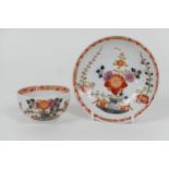 Meissen tea bowl and saucer, 18th Century, decorated in Imari palette, blue crossed swords mark (