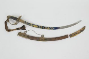 1803 pattern British Infantry flank officer's sword, curved 29'' single edged blade, blued and