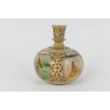 Indian hand decorated alabaster hookah flask, decorated with panels of figures bordered with