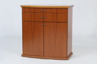 Skovby Kirsebaer cherrywood bowfront side cabinet, fitted with two drawers with two cupboard doors