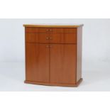 Skovby Kirsebaer cherrywood bowfront side cabinet, fitted with two drawers with two cupboard doors