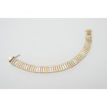 9ct three colour gold textured brick link bracelet, length 18cm, weight approx. 16.9g (Please note