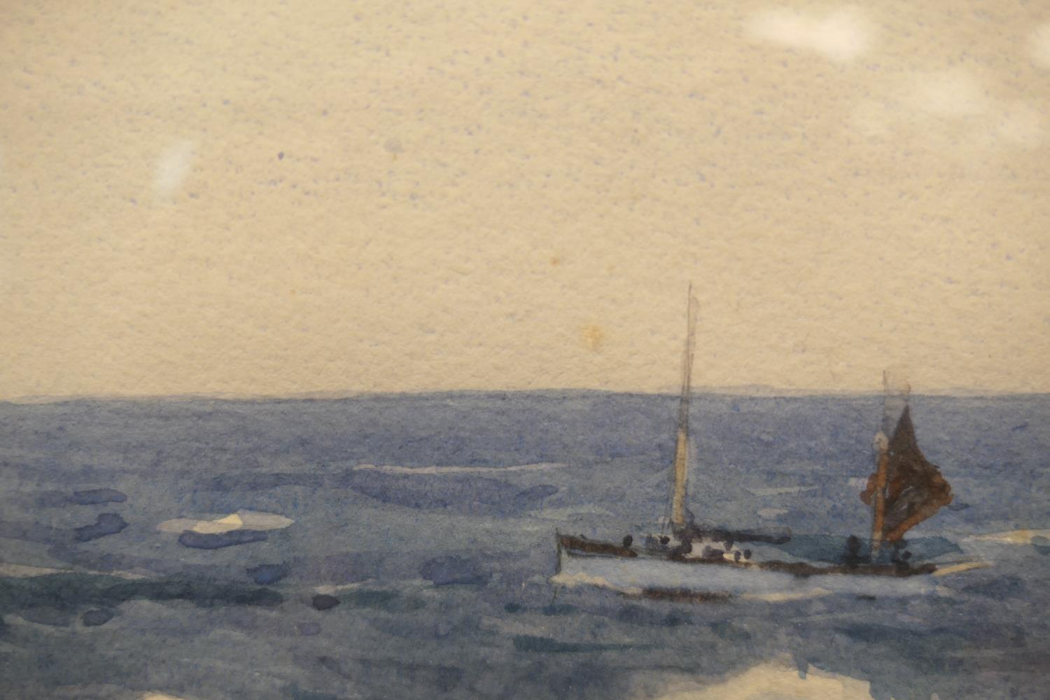 Norman Wilkinson (1878-1971), Fishing vessel off Greenaway Beach, Padstow, watercolour, titled - Image 4 of 10