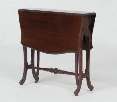 Late Victorian mahogany Sutherland table, circa 1890, with drop leaves over swing out gates,