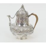 Edwardian silver teapot, by Daniel and John Wellby, London 1905, in 17th Century style, baluster