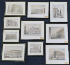 After William Gawin Herdman (1805-1882), Ten framed lithographic engravings of Liverpool
