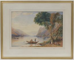 Attributed to Thales Fielding (1793-1837), On the North Italian Lakes, watercolour, 34cm x 50cm (