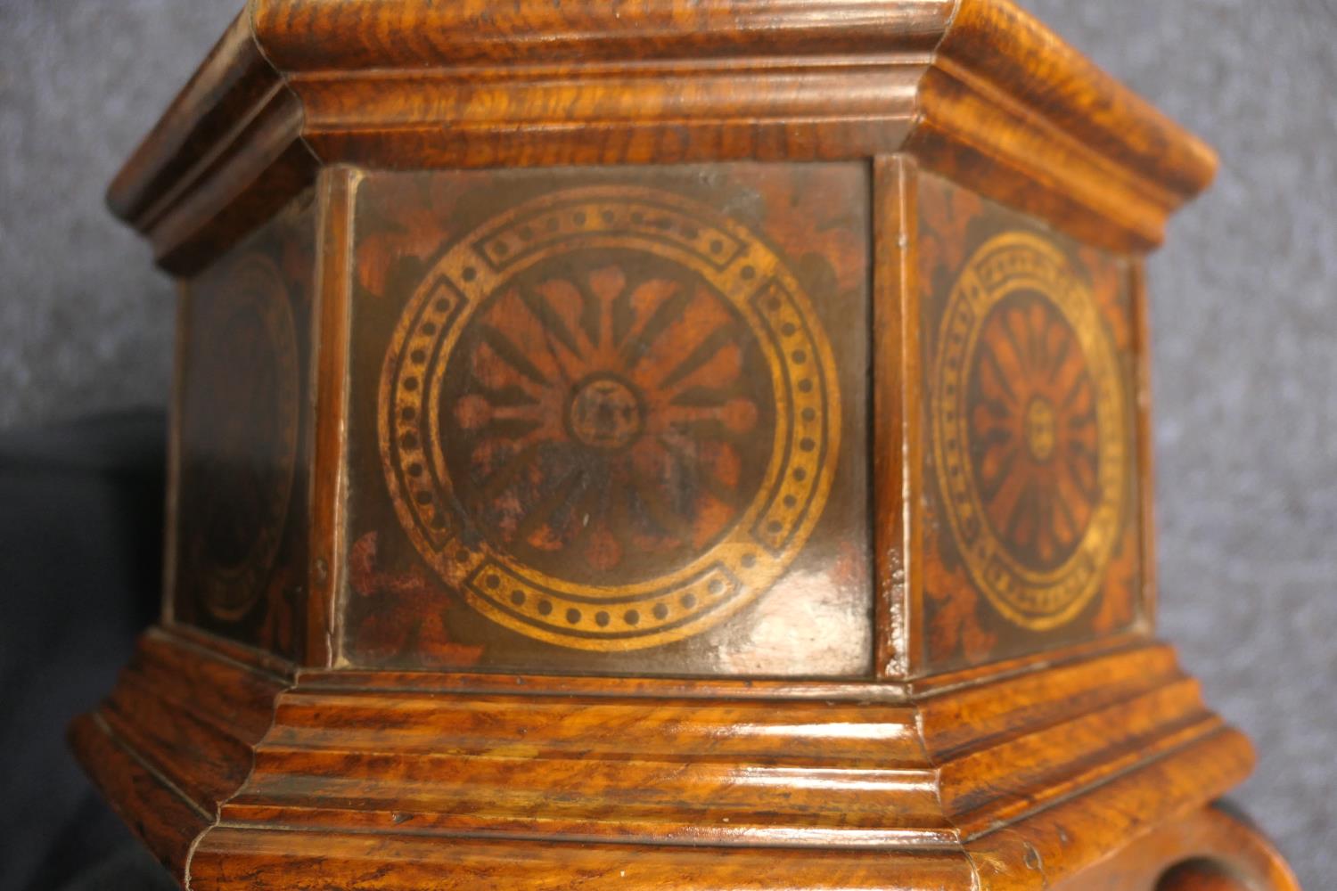 Victorian Gothic Revival pollard oak octagonal jardiniere stand, circa 1860, decorated with - Image 11 of 11