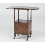 William IV rosewood washstand, square folding top on turned and tulip carved slender columns with