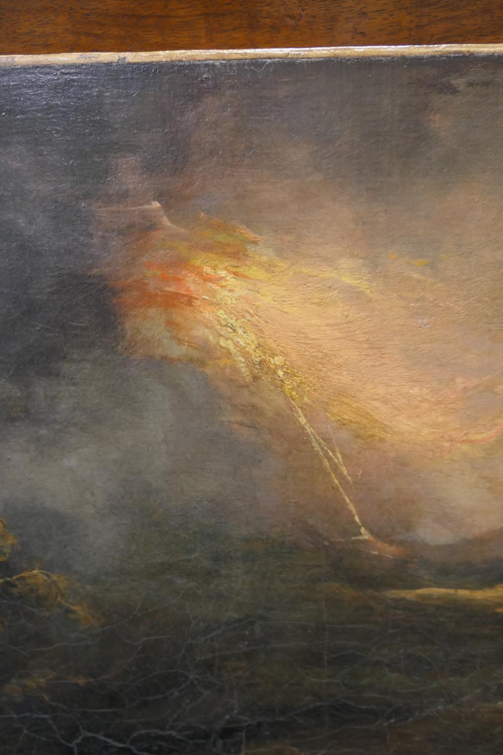 In the style of John Martin, The Refuge, oil on relined canvas, 19th Century, unframed, 76cm x - Image 5 of 12