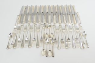 Victorian silver loose canteen of cutlery by George Adams and Barnard & Sons, mostly London 1869,