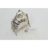 Victorian silver plated biscuit box, by M&Co., circa 1875, folding scallop shell form within a