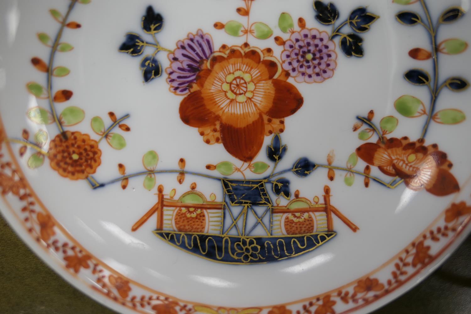 Meissen tea bowl and saucer, 18th Century, decorated in Imari palette, blue crossed swords mark ( - Image 3 of 8