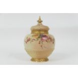 Royal Worcester pot pourri jar and cover, circa 1899, baluster shape decorated with foliate sprays