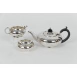 George V silver three piece tea service, by Richard Woodman Burbridge for Harrods Ltd, London