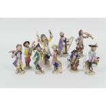 Volkstedt Rudolstadt porcelain monkey band, after Meissen, printed marks, the conductor 15.5cm (