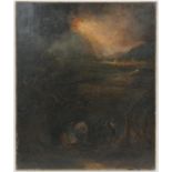 In the style of John Martin, The Refuge, oil on relined canvas, 19th Century, unframed, 76cm x