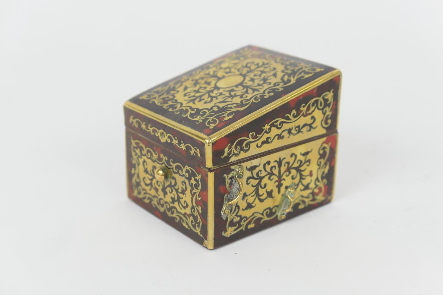 Asprey & Co., London, boulle box, late 19th Century, possibly for string, having a sloping front and