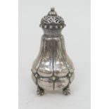 Continental 800 standard hammered silver pepper pot, baluster form, marked '800' 10.5cm, weight