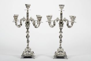 A pair of five-light candelabra