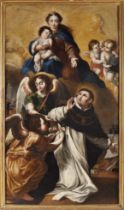 Our Lady with the Child Jesus and angels girding Saint Thomas Aquinas with the girdle of chastity, w