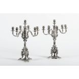 A pair of A three-armed candelabra with seven-light each
