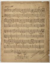 FRANZ LISZT. Manuscrito musical autógrafo.- Século XIX (1845).- 1 f. 27x21 cm.