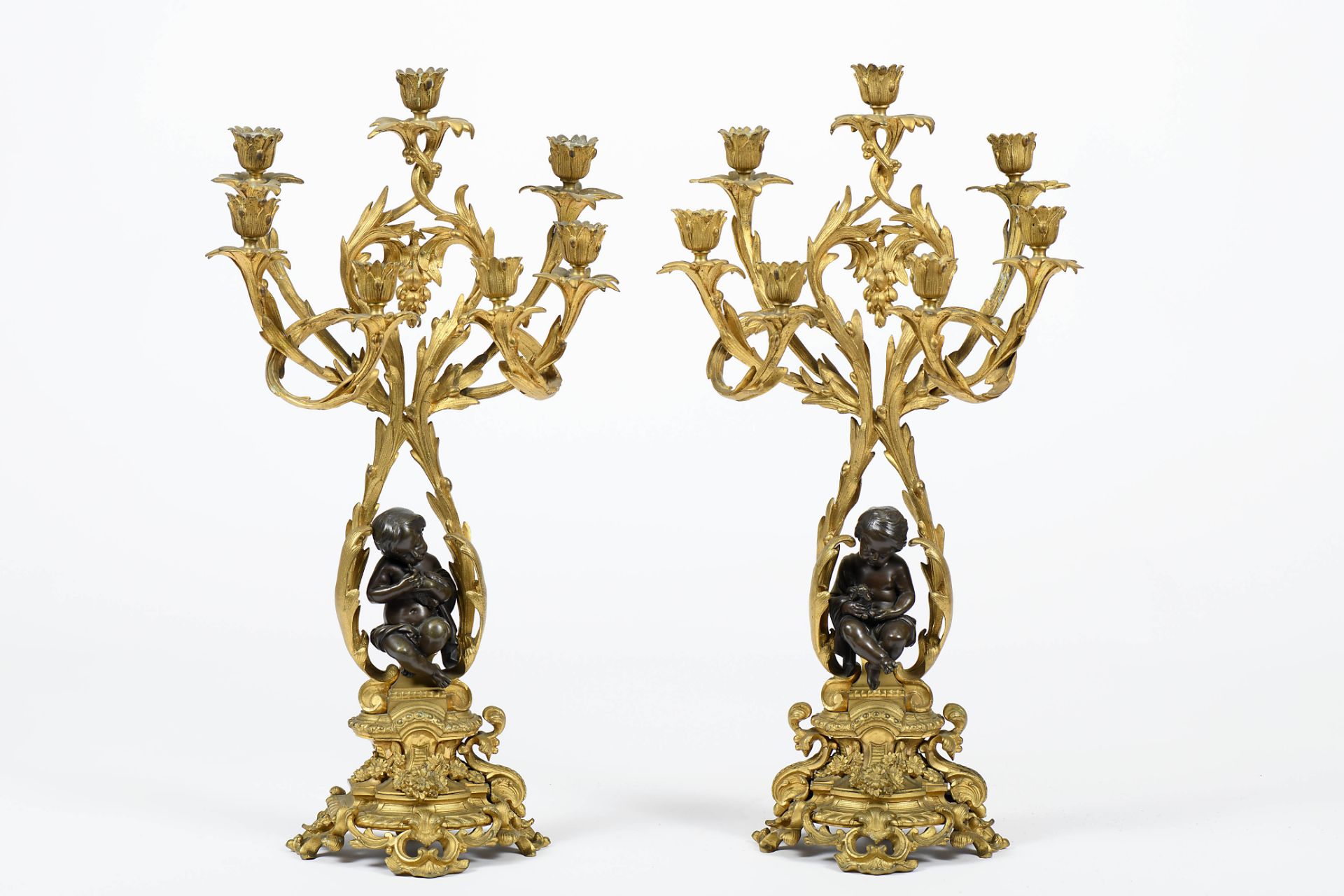 A pair of seven-light candelabra