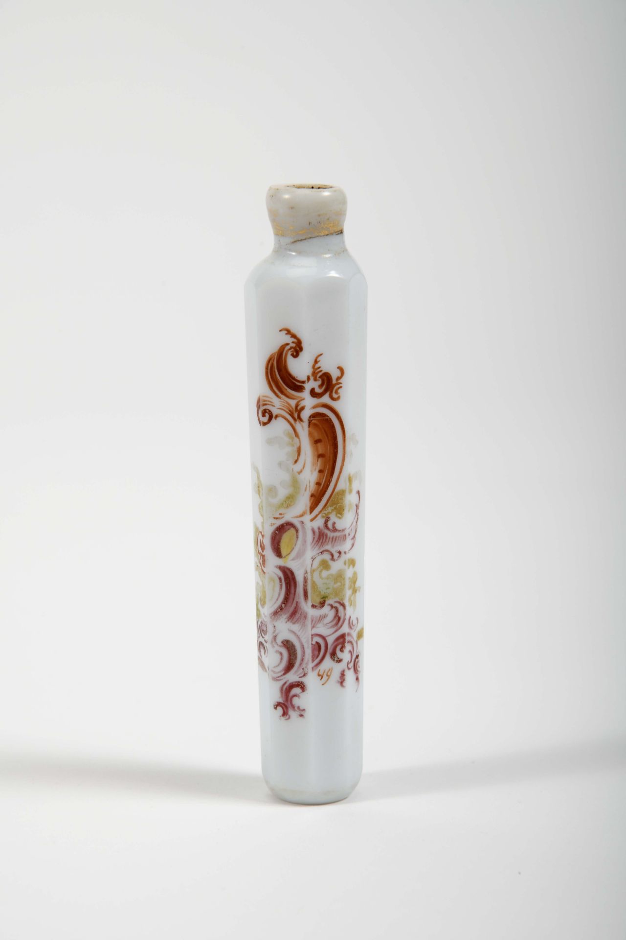 An octagonal perfume bottle