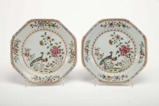 A pair of octagonal plates