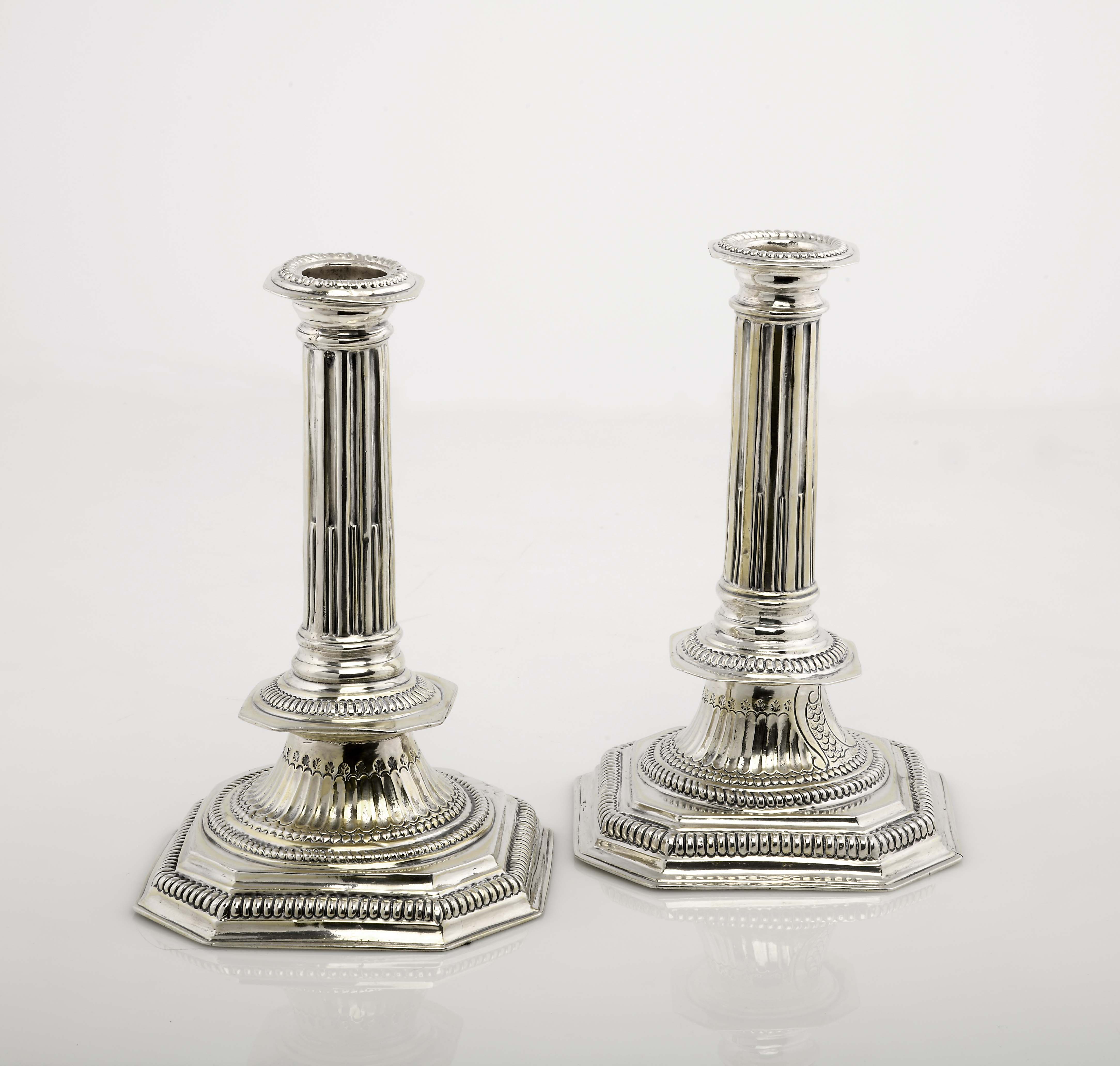 Pair of candlesticks with octogonal base