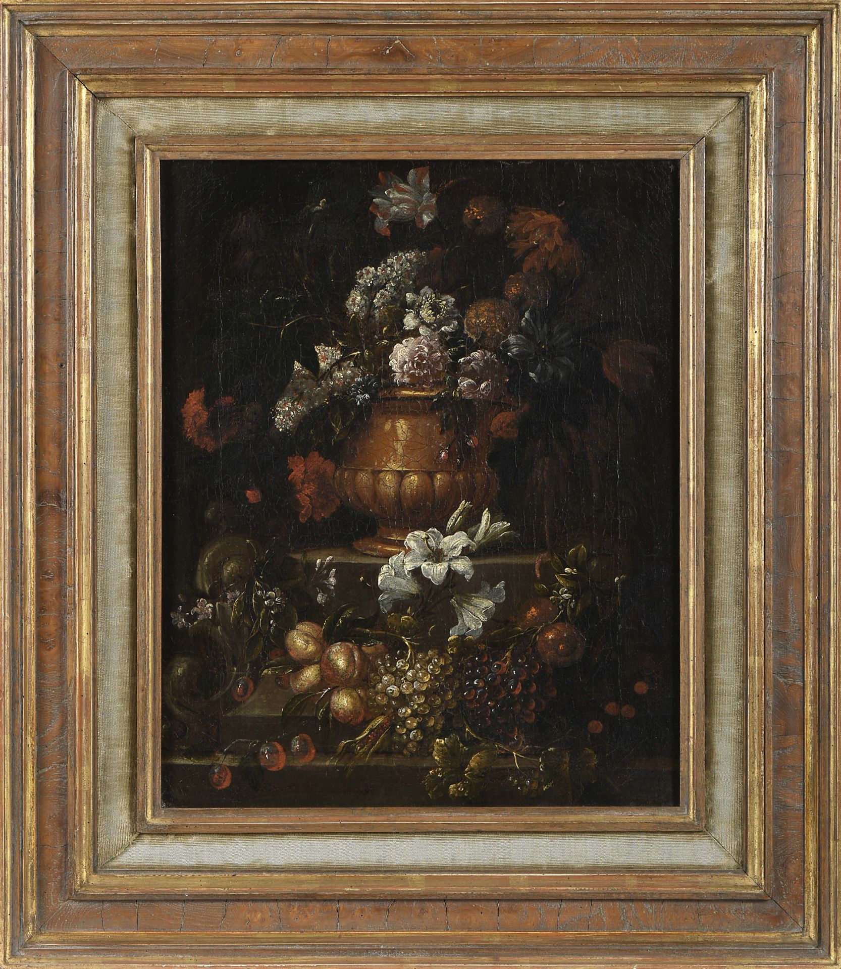 Still life - Vase with flowers and fruits